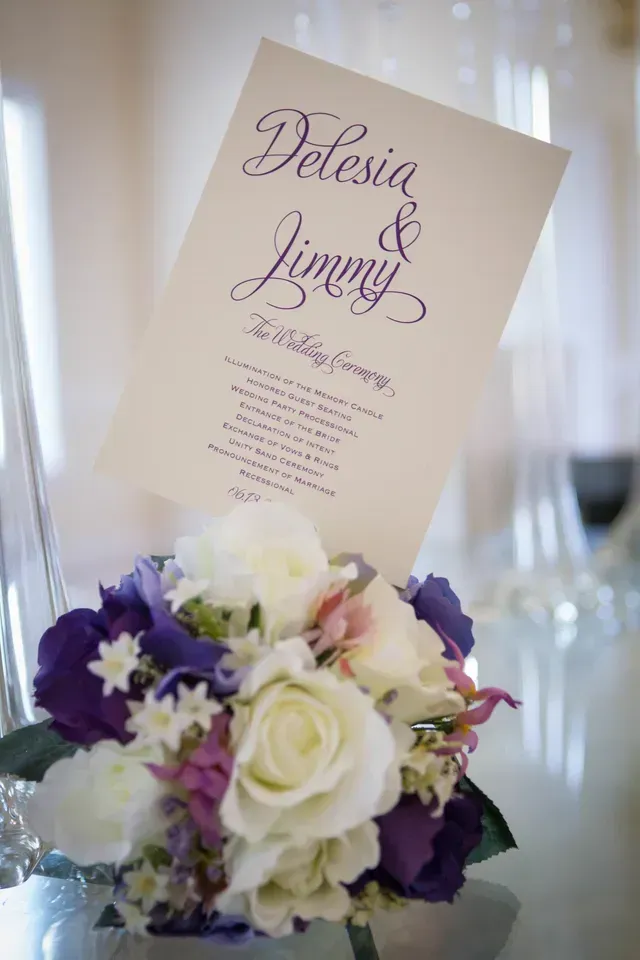 Decorated Purple Invitation Card — Atlanta, GA — Pristine Chapel