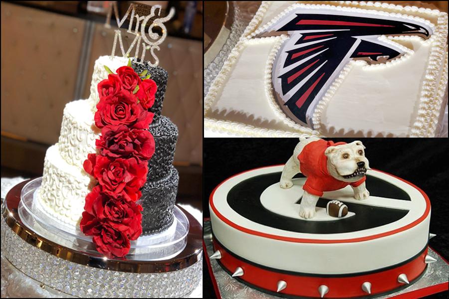 Football Themed Wedding — Jonesboro, GA — Pristine Chapel Themed Wedding — Football-Themed Wedding Cakes in Jonesboro, GA