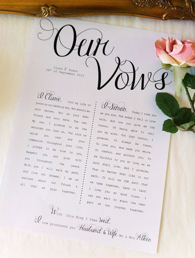 a photo of wedding vows for a wedding ceremony