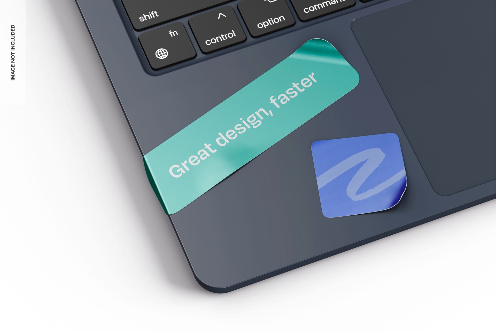 Laptop with teal sticker that says 