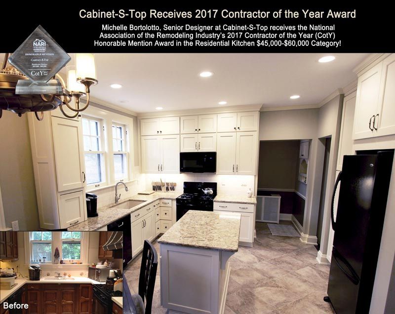 A picture of a kitchen before and after being remodeled