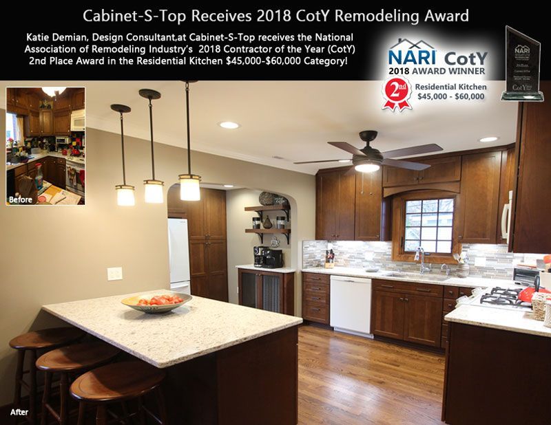 A picture of a kitchen before and after being remodeled.