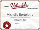 A most valuable salesperson certificate for michelle bortolotto.