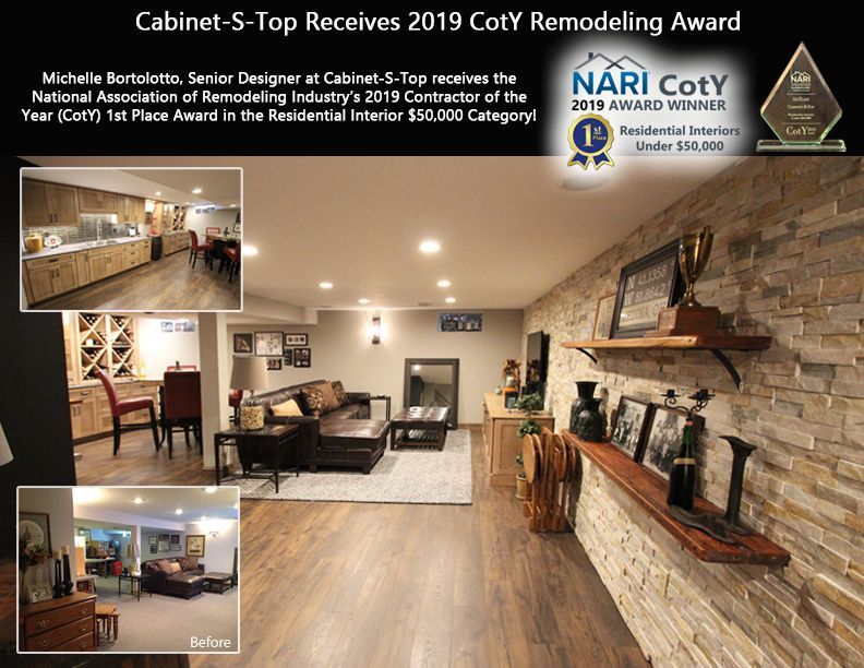 A collage of pictures of a living room with a brick wall