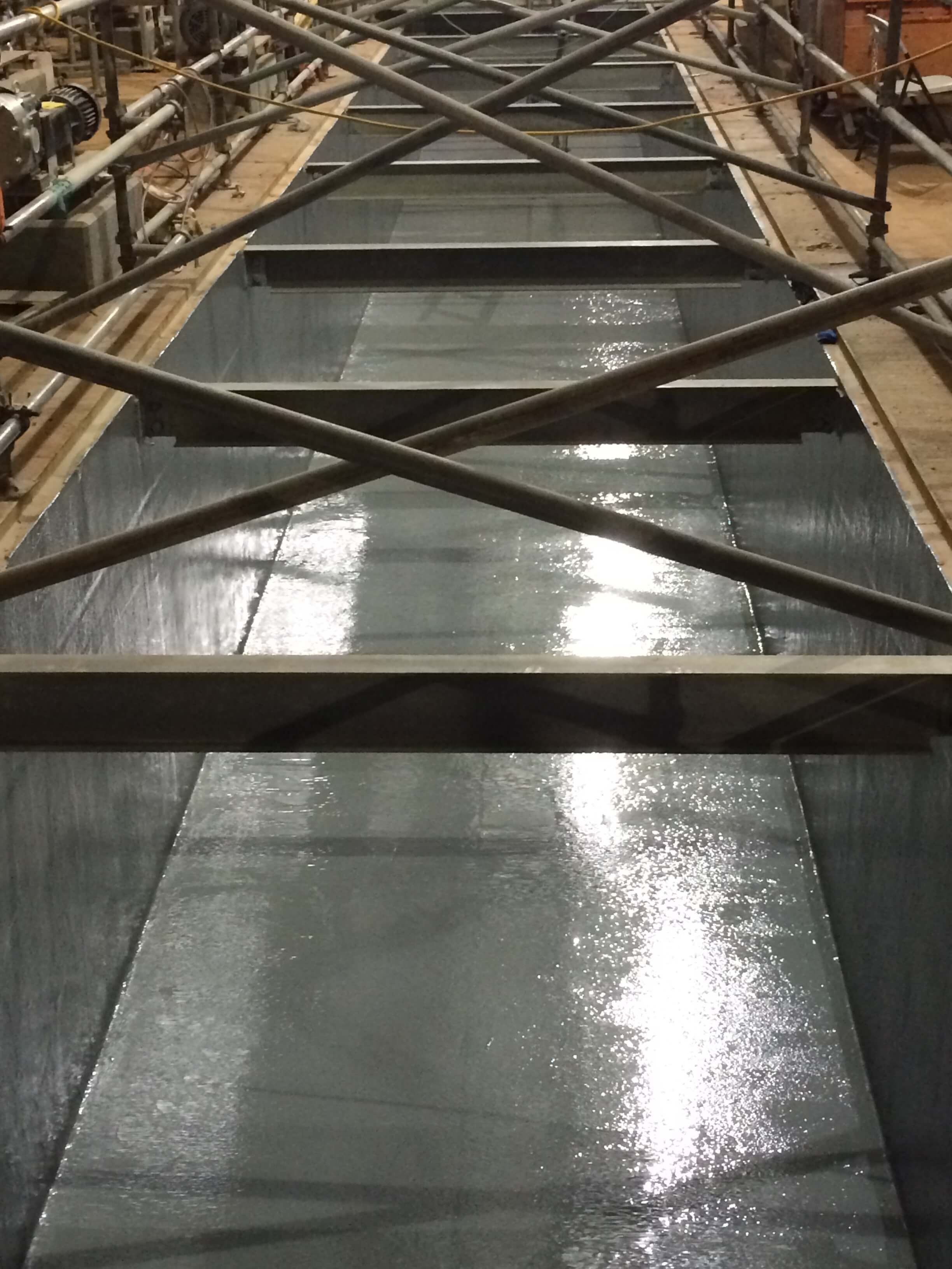 A conveyor belt is being installed in a factory.