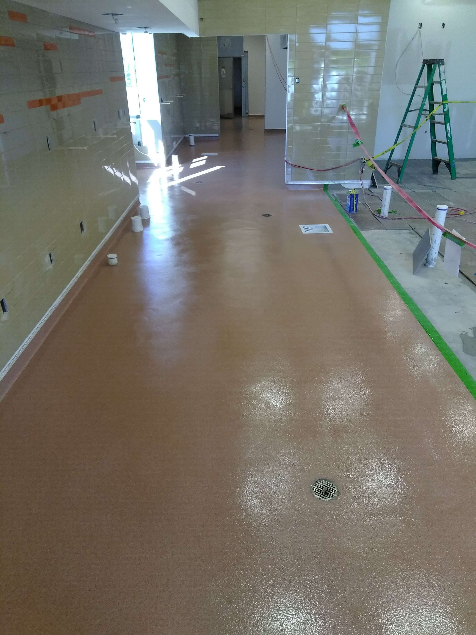 There is a ladder in the middle of the room.