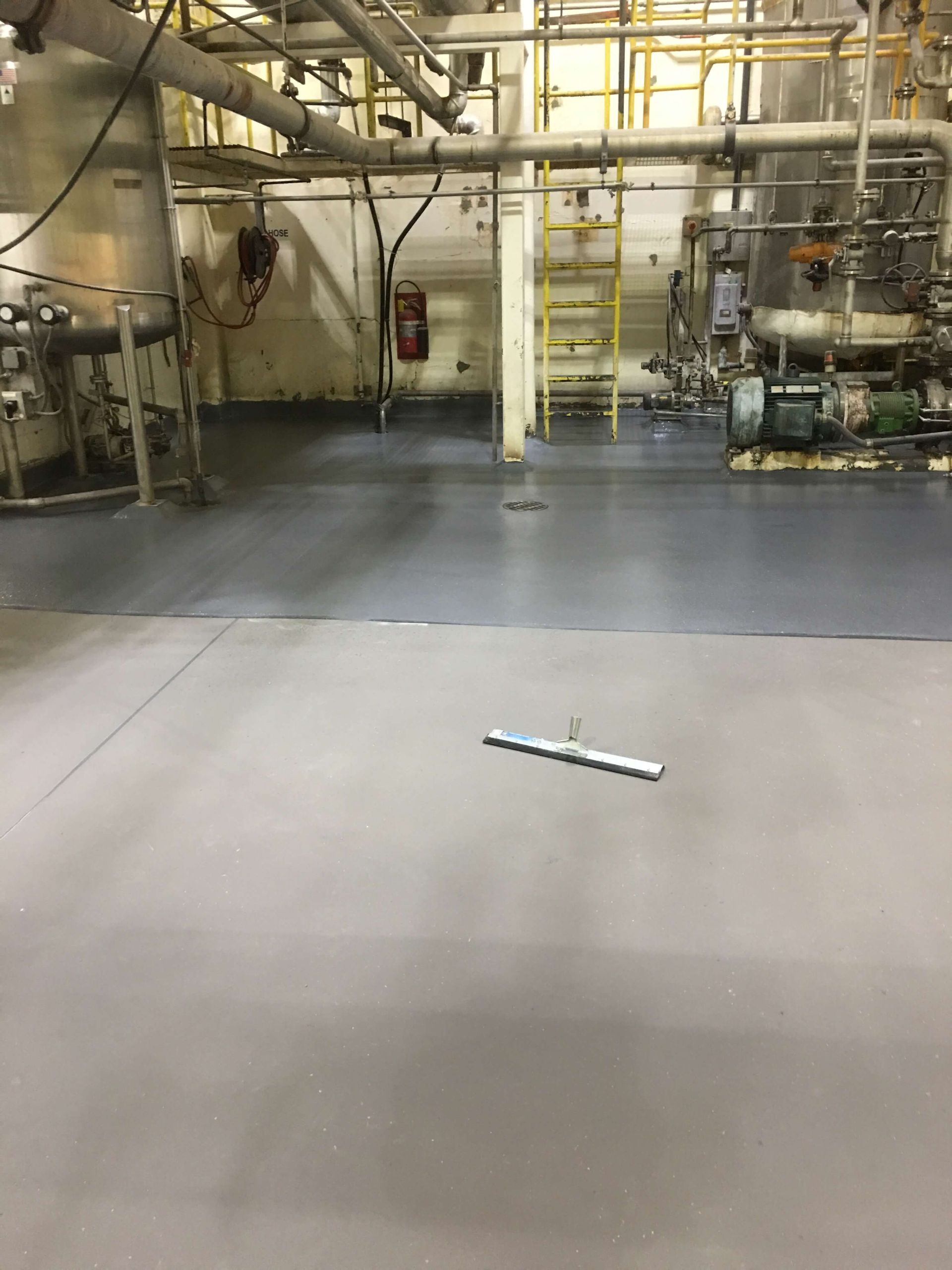 Industrial interior, gray floor