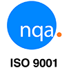 A blue circle with the word nga and iso 9001 written inside of it.
