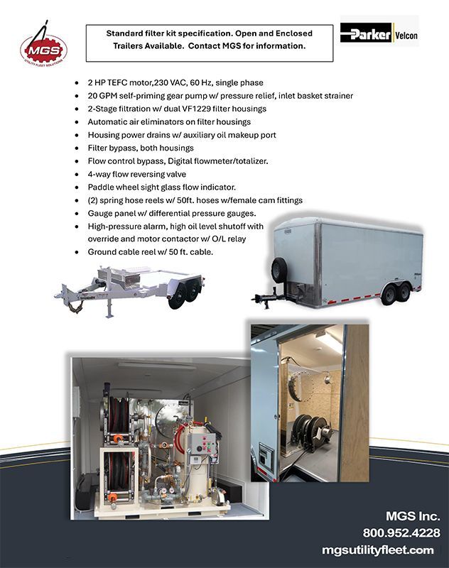 A brochure for a trailer with a machine inside of it.