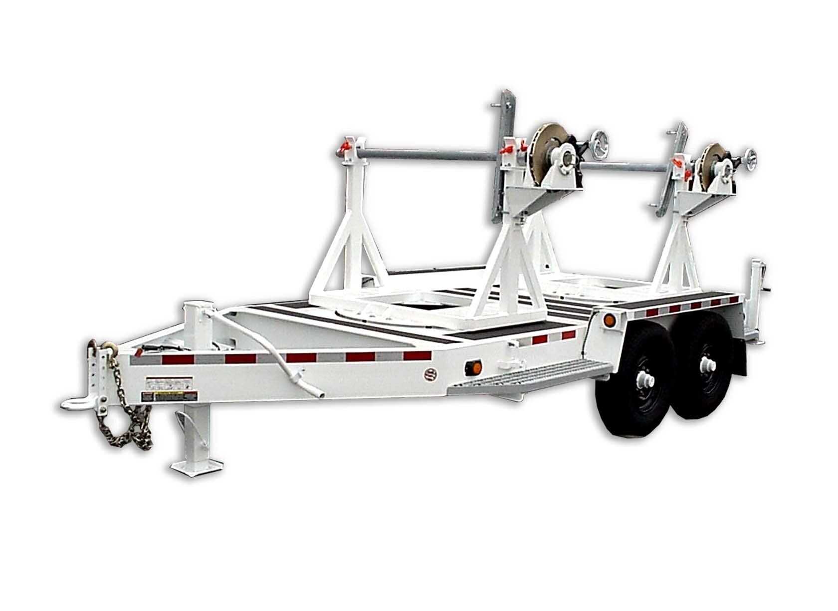 A white trailer with two wheels on a white background.