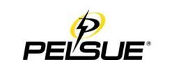 The pelsue logo has a lightning bolt on it.