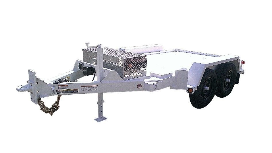 A white trailer with two wheels on a white background.