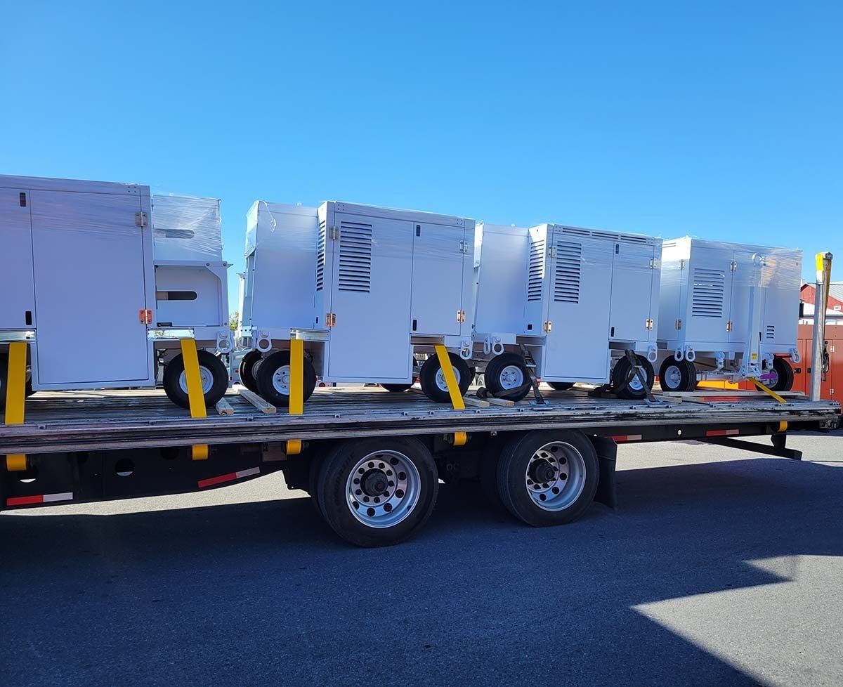 A truck with a bunch of boxes on it