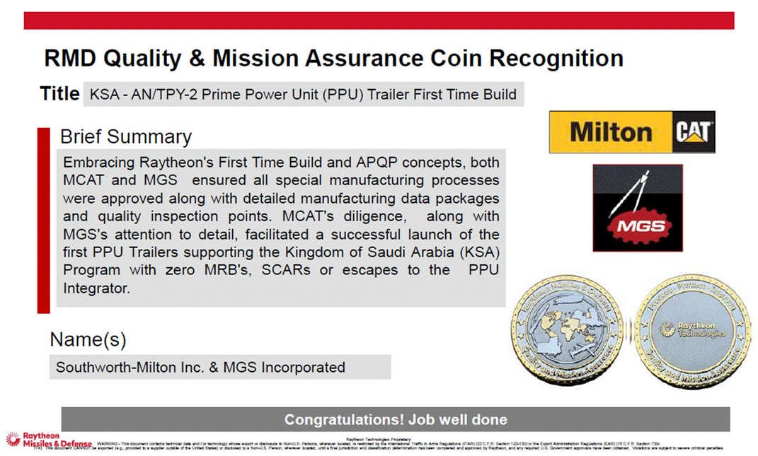 A brief summary of rmd quality & mission assurance coin recognition