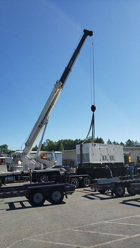 Crane Lifted, Mounted, and Plumbed