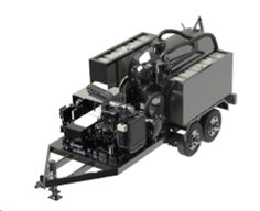 A 3d model of a machine on a trailer on a white background.