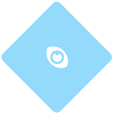 White eye symbol in center of a light blue diamond shape.