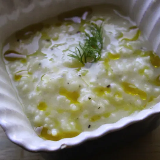 Avgolemono Soups with Baklouti Green Chili Drizzle