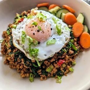 Spicy Pork Larb with Jalapeno Fused Olive Oil