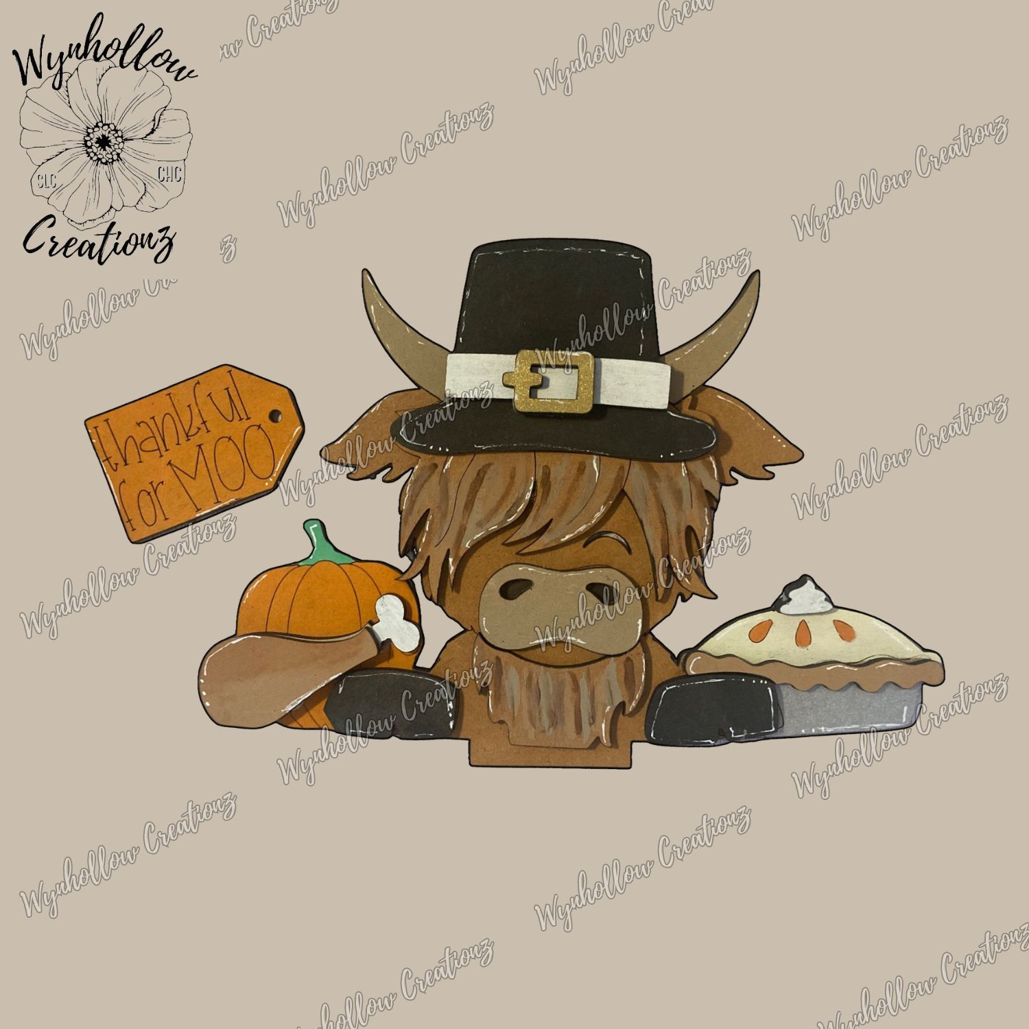 Large Highland Cow Thanksgiving Basket Insert