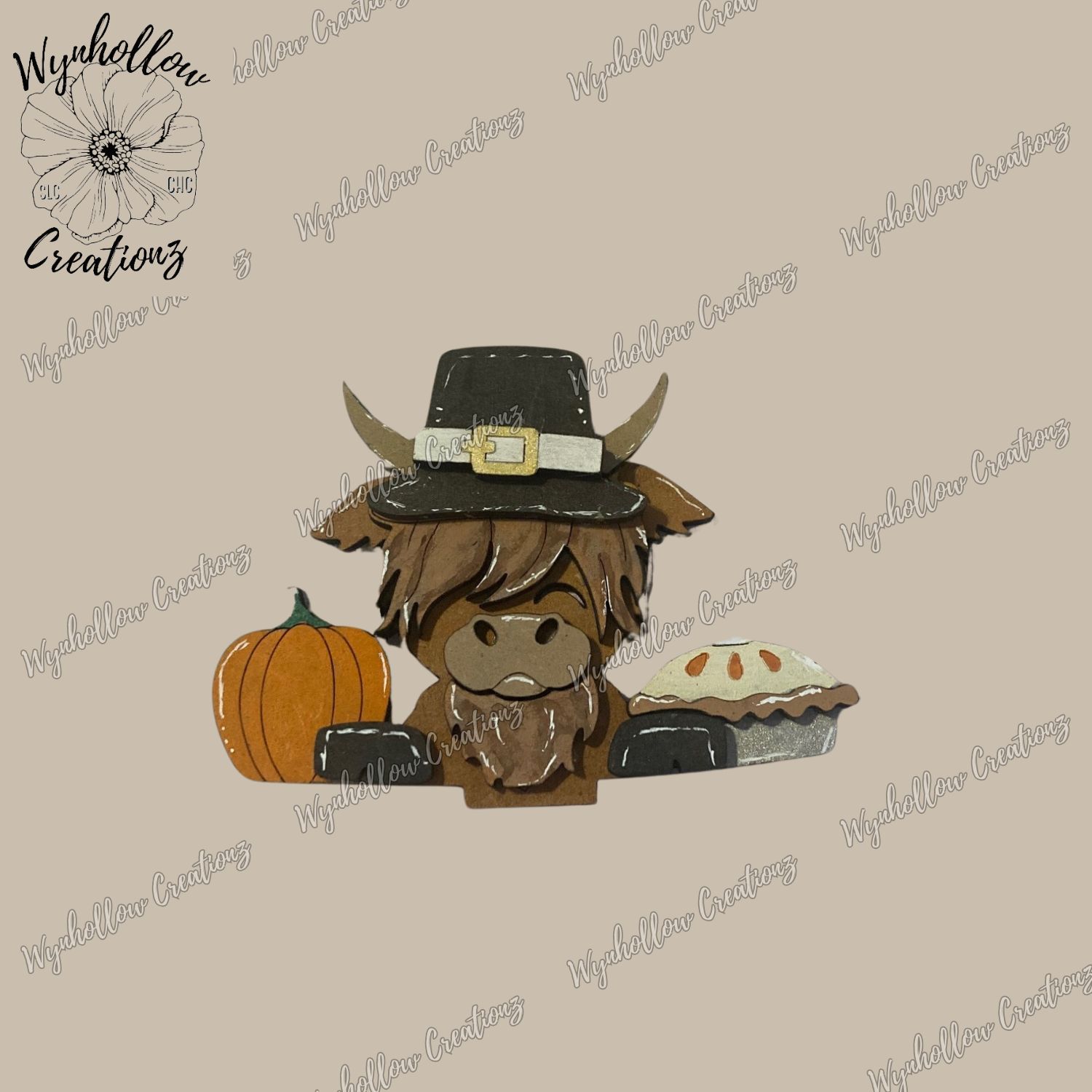 Small Highland Cow Thanksgiving Basket Insert