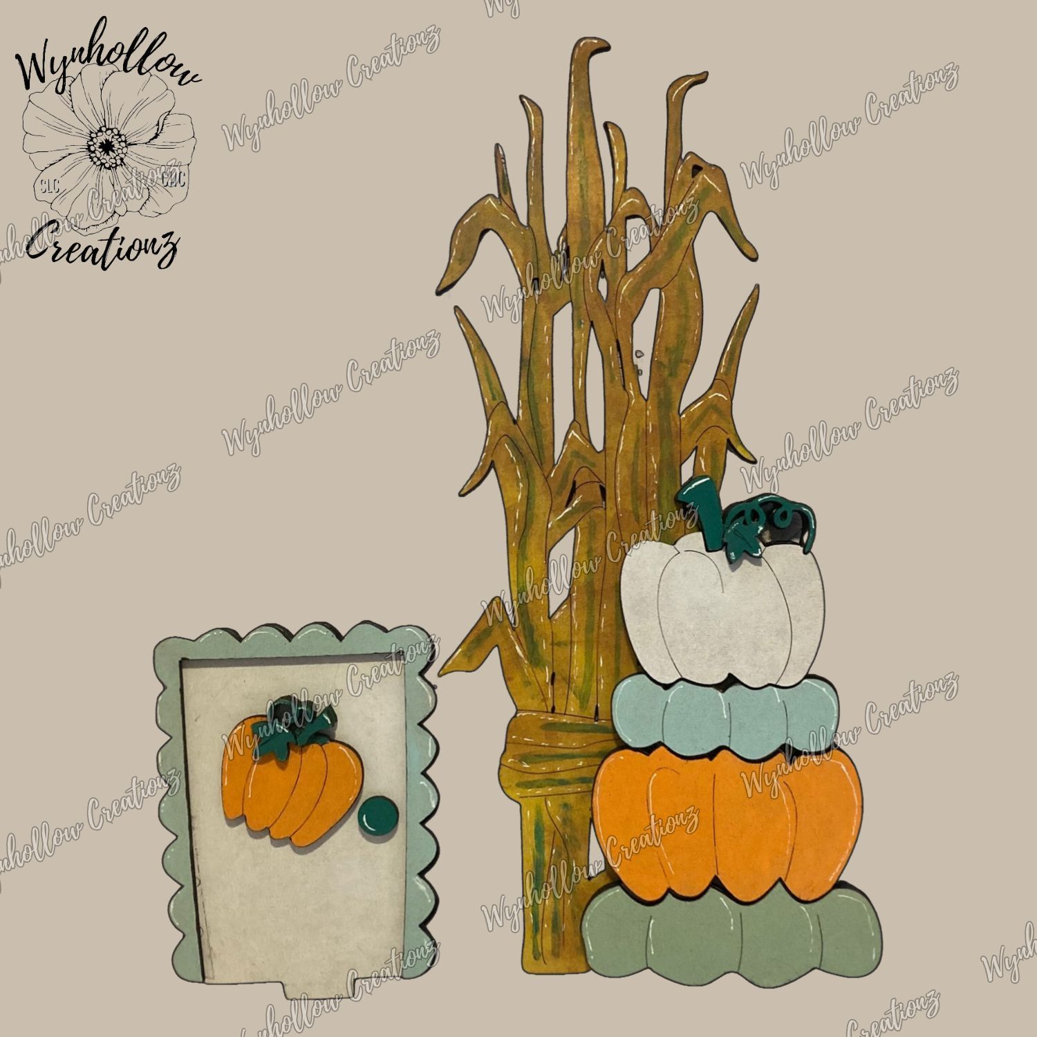 Fall Themed Interchangeable Birdhouse With Pumpkins and Corn