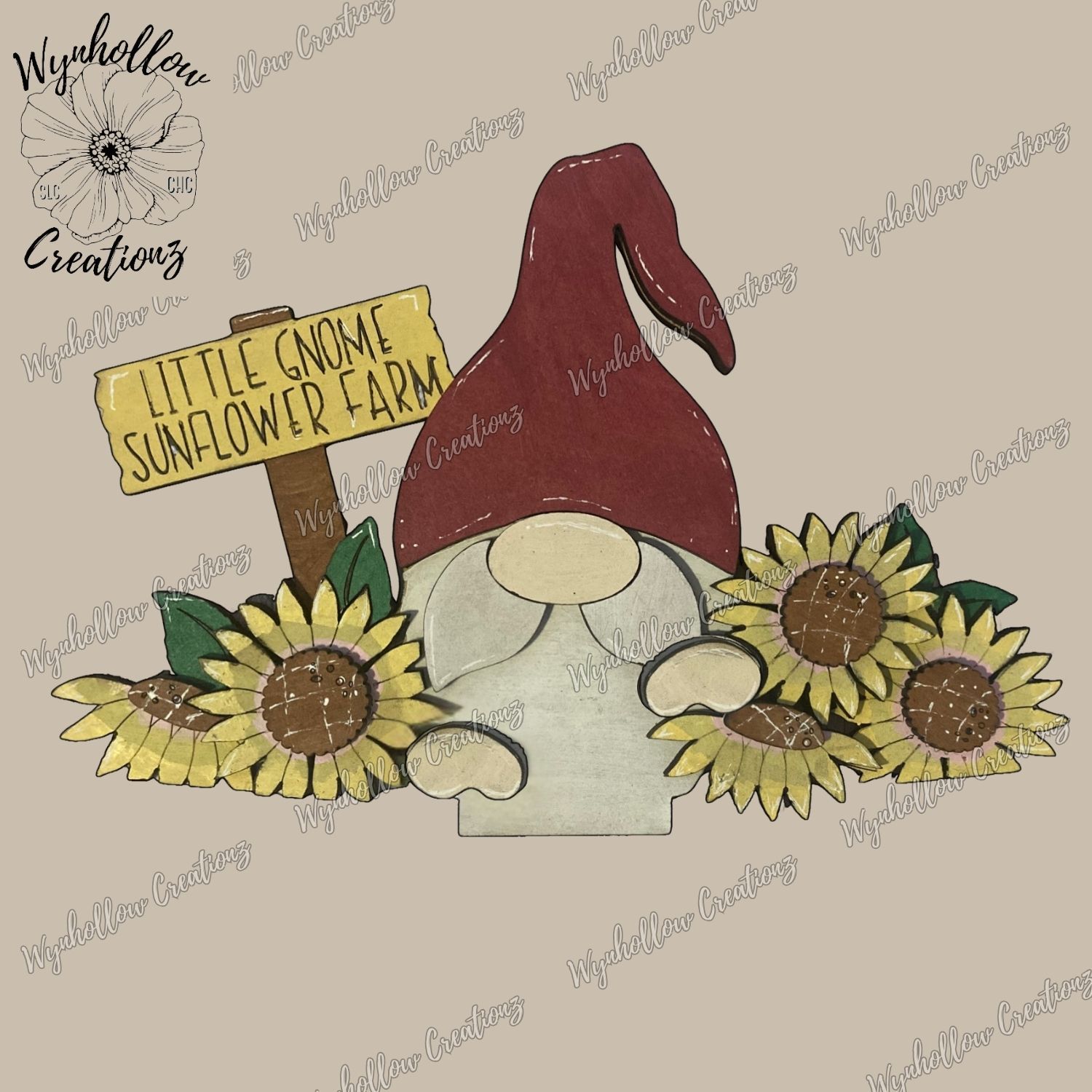 Large Gnome Sunflower Farm Basket Insert