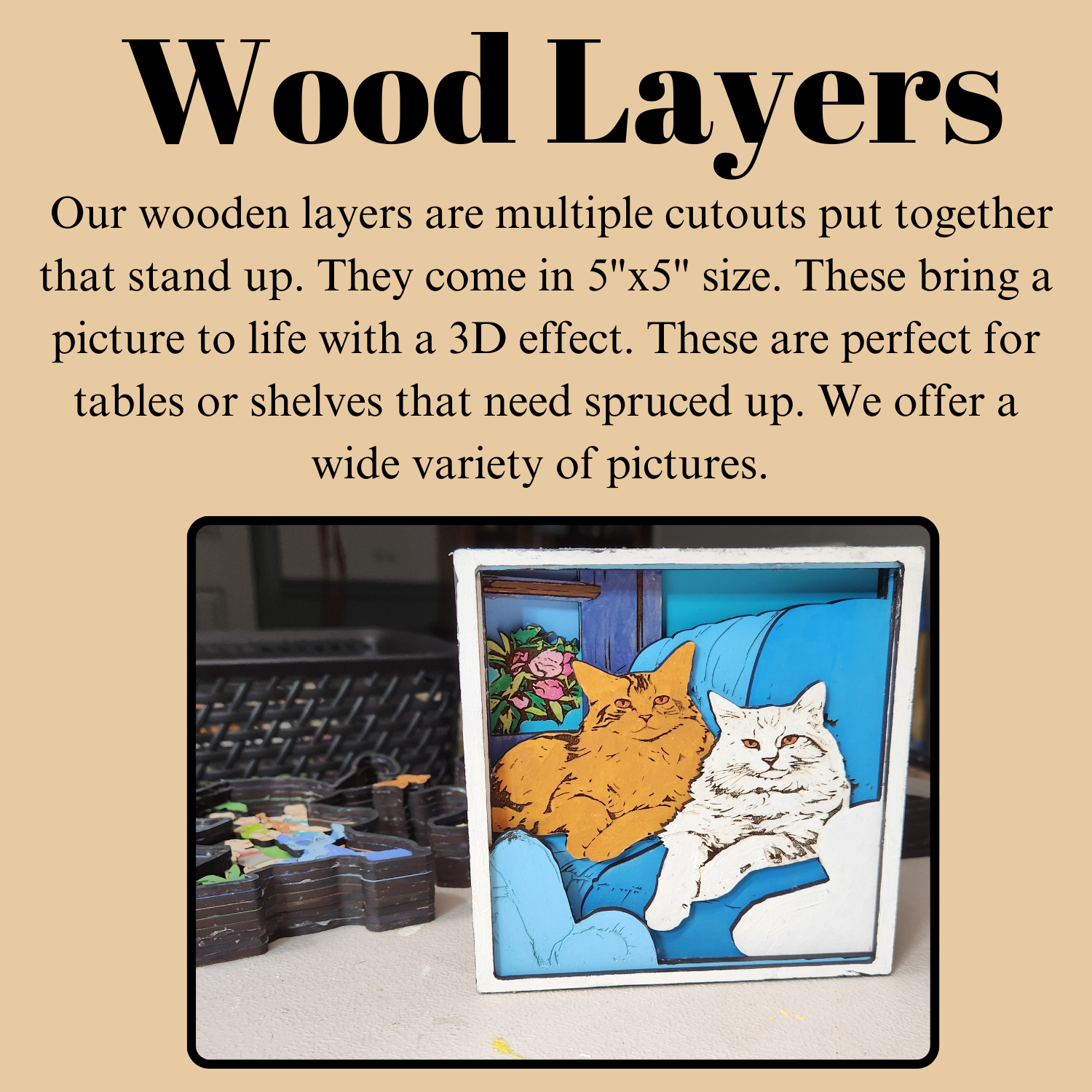 Flamingo Outline With Tropical Scene Wood Layer