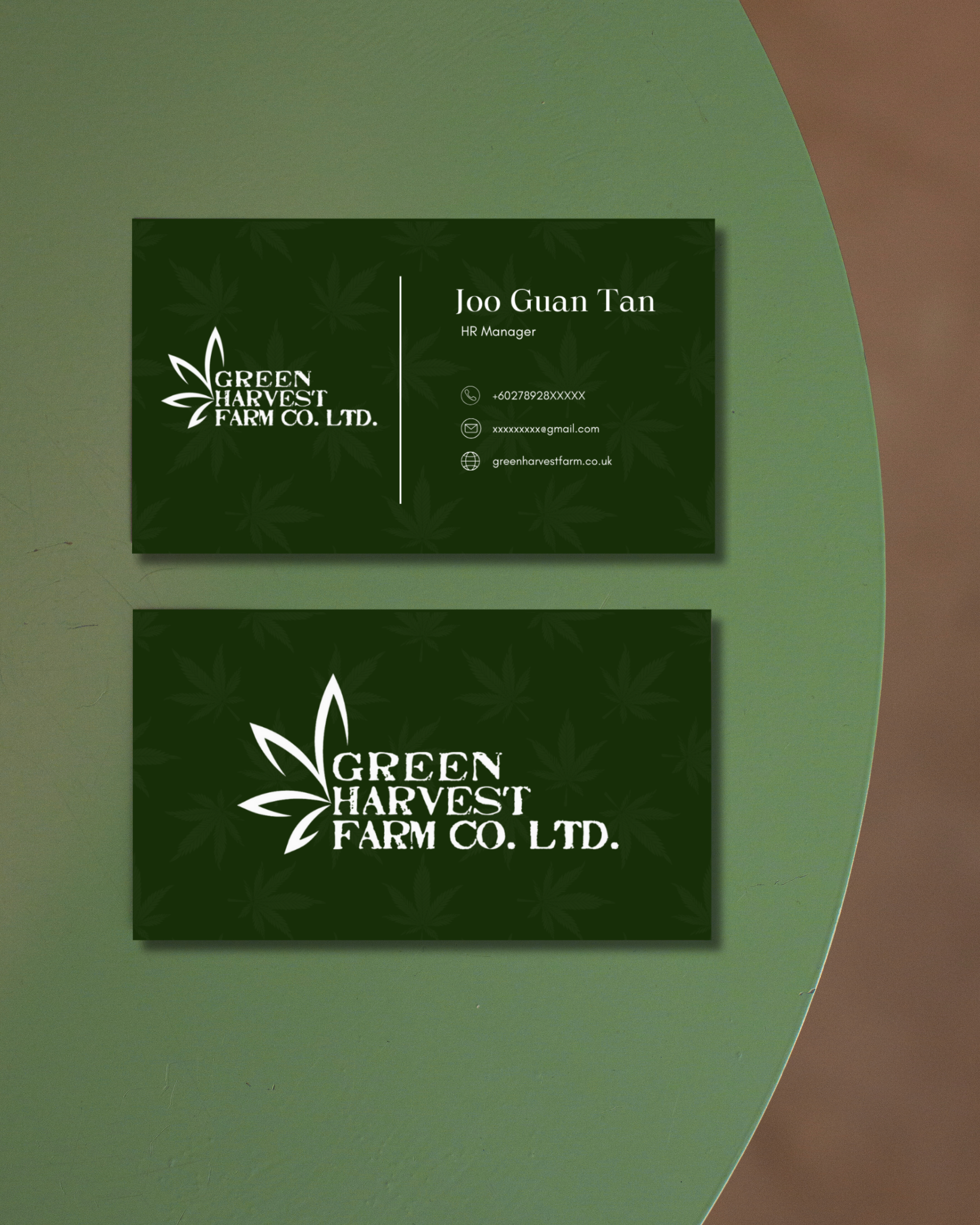 green harvest farm co cannabis farm design project  business cards branding