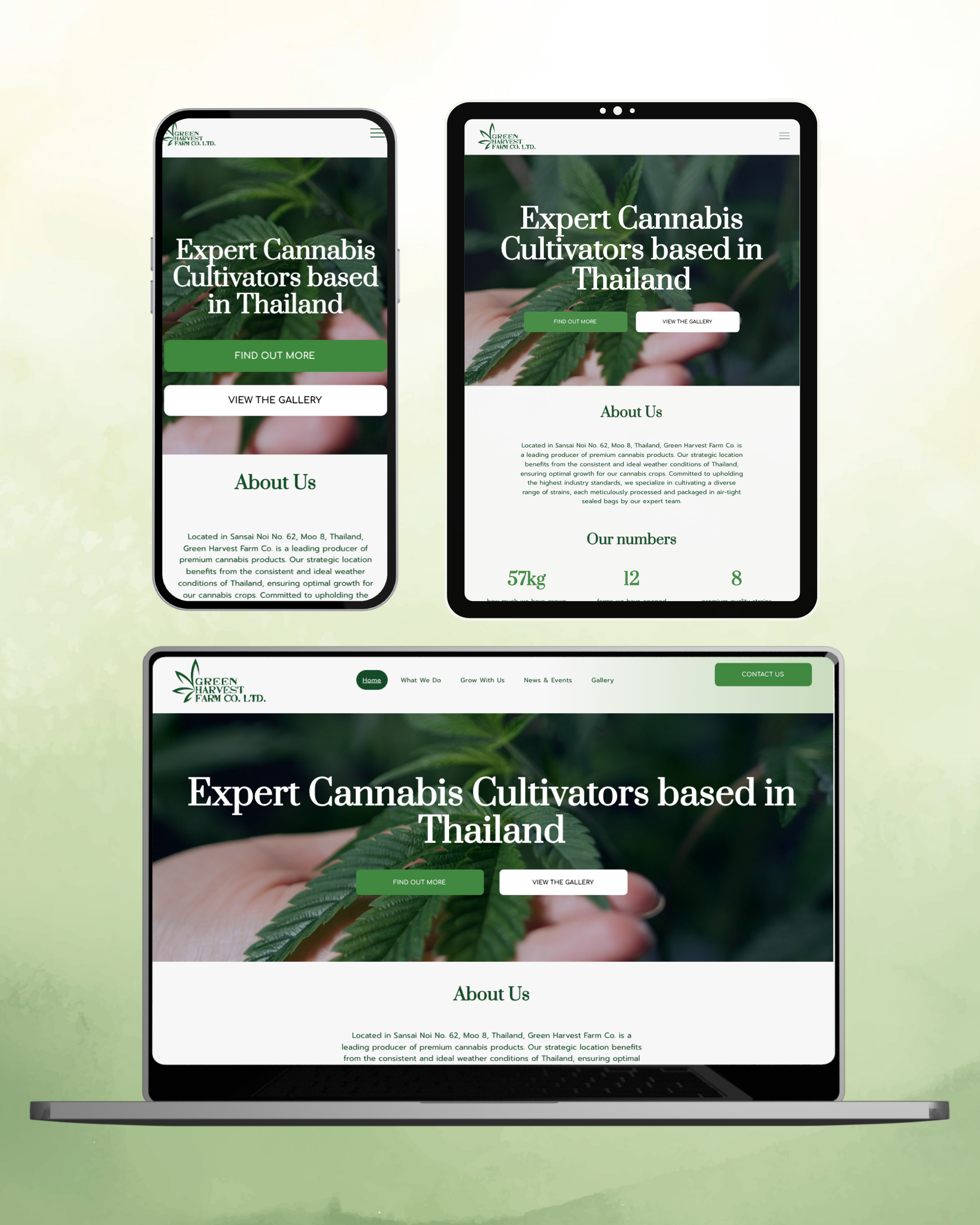 green harvest farm co cannabis farm design project website design landing page