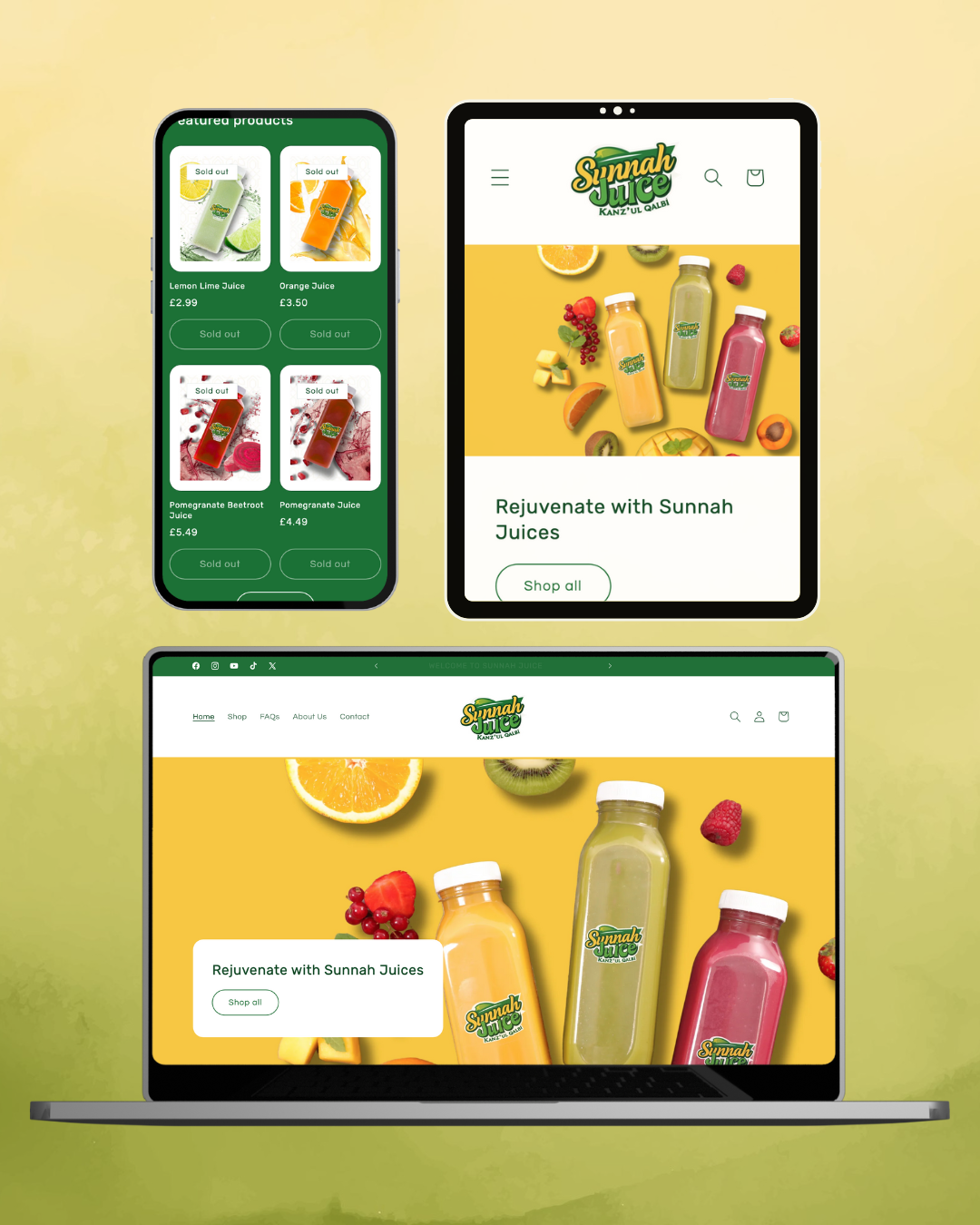 sunnah juice company design website landing page