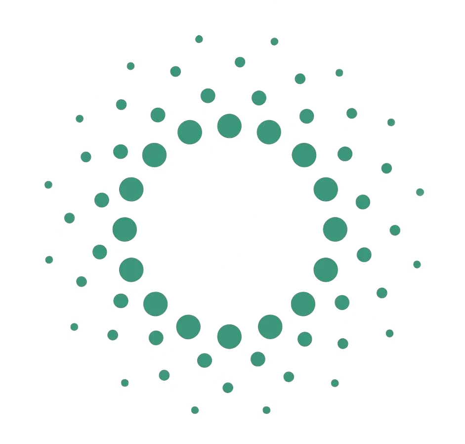 Green ring of dots radiating outward, like a sun.