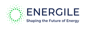 Logo of Energile with a green dot pattern and the tagline, 