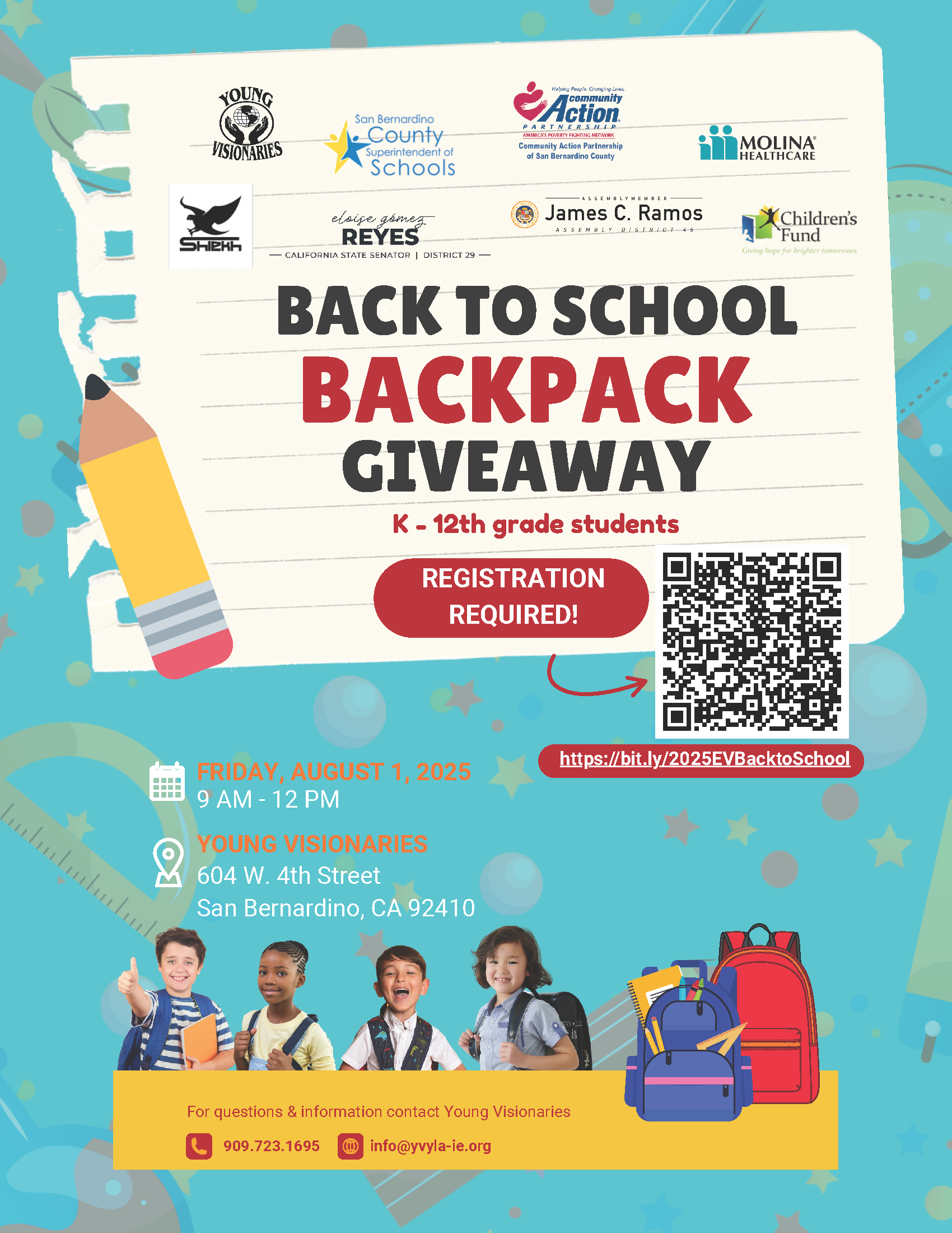 A poster for a back to school backpack giveaway.