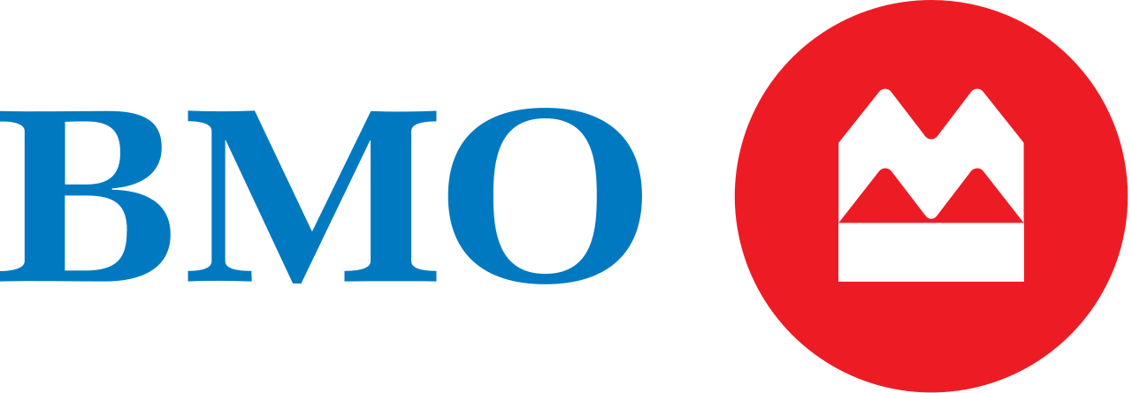 A blue and red logo for bmo bank