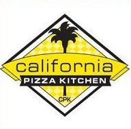 The logo for california pizza kitchen has a palm tree on it.