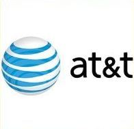 The at & t logo is a blue and white striped ball.