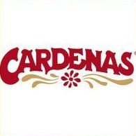 The cardenas logo is red and gold with a flower in the middle.