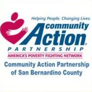 The logo for the community action partnership of san bernardino county.