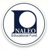 The logo for the naleo educational fund is in a circle.