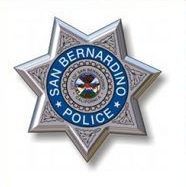 A badge for the san bernardino police department on a white background.