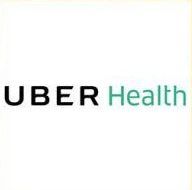 The uber health logo is in a gold frame on a white background.