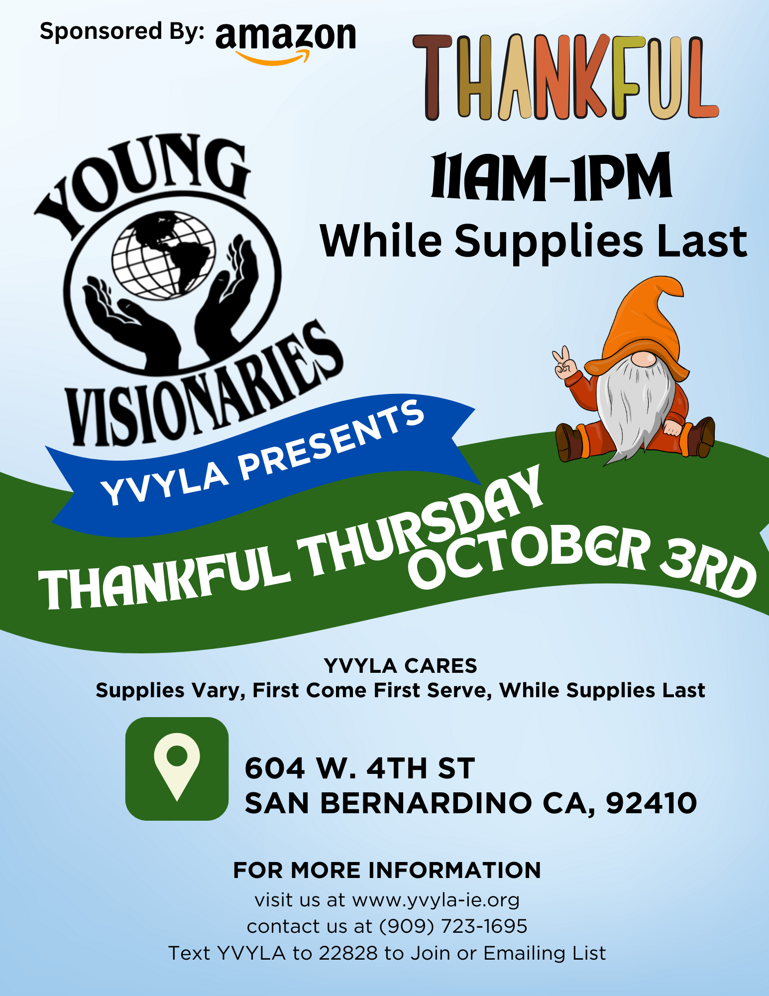 A poster for a thankful thursday october 3rd event