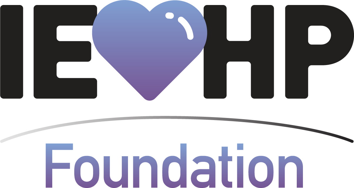 A logo for the ie hp foundation with a heart in the middle.
