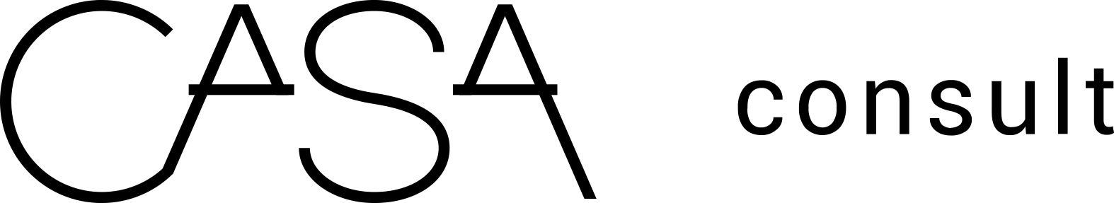 CASA-konsulentlogo i svart tekst på hvit bakgrunn