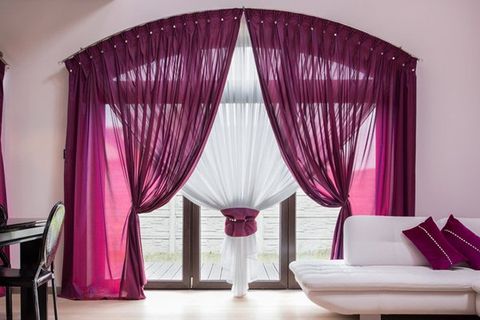 beautiful white and magenta curtains
