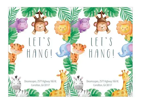 Two cards with animals and leaves.