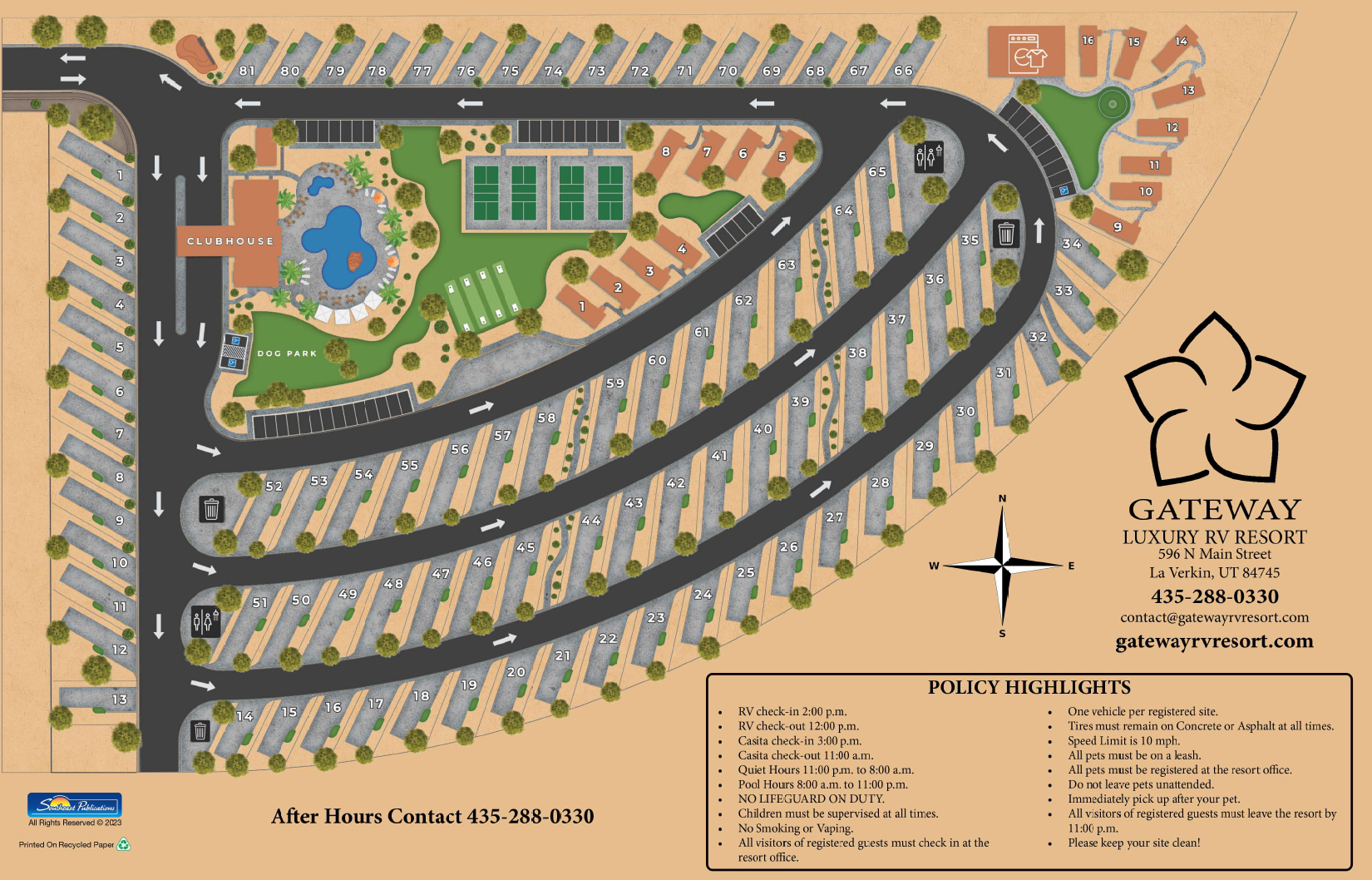 A map of a gateway park with a flower on it