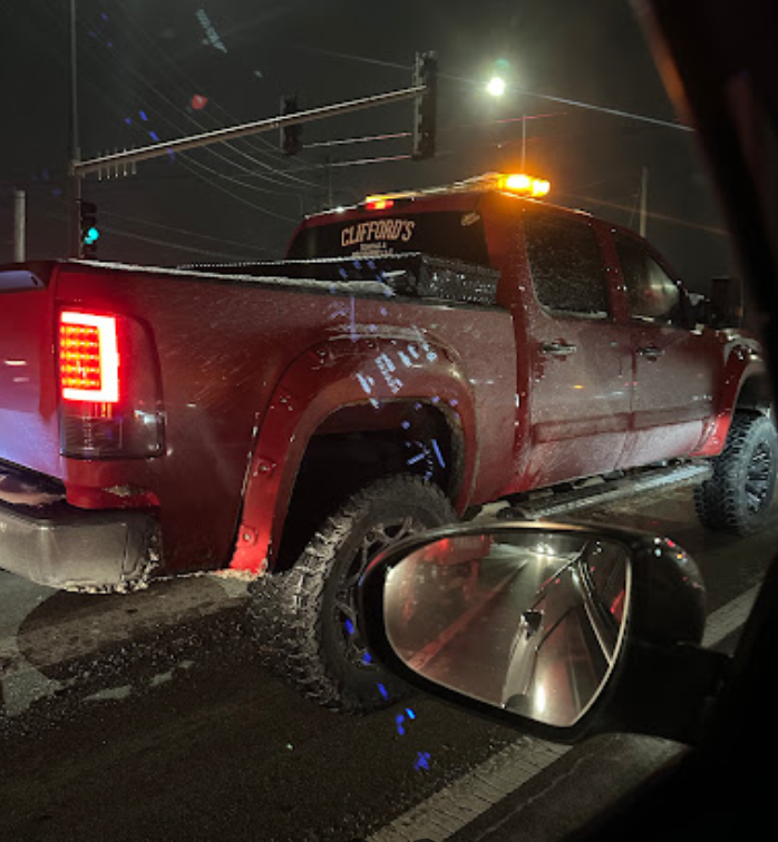 A red truck with the word customs on the back