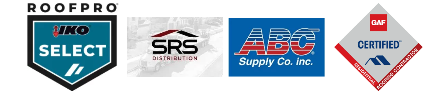 Three logos for roofpro select srs and abc supply co. inc.